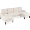 U-förmige Couch für 5-6 Sitzer Clound Ecksofa mit Bezug aus Cordstoff Modernes Schlafsofa Beige