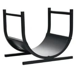 U-förmiges Metall-Kaminholzregal Holzstapelhalter mit stabilem Sockel43 x 37 x 39,5 cm Schwarz