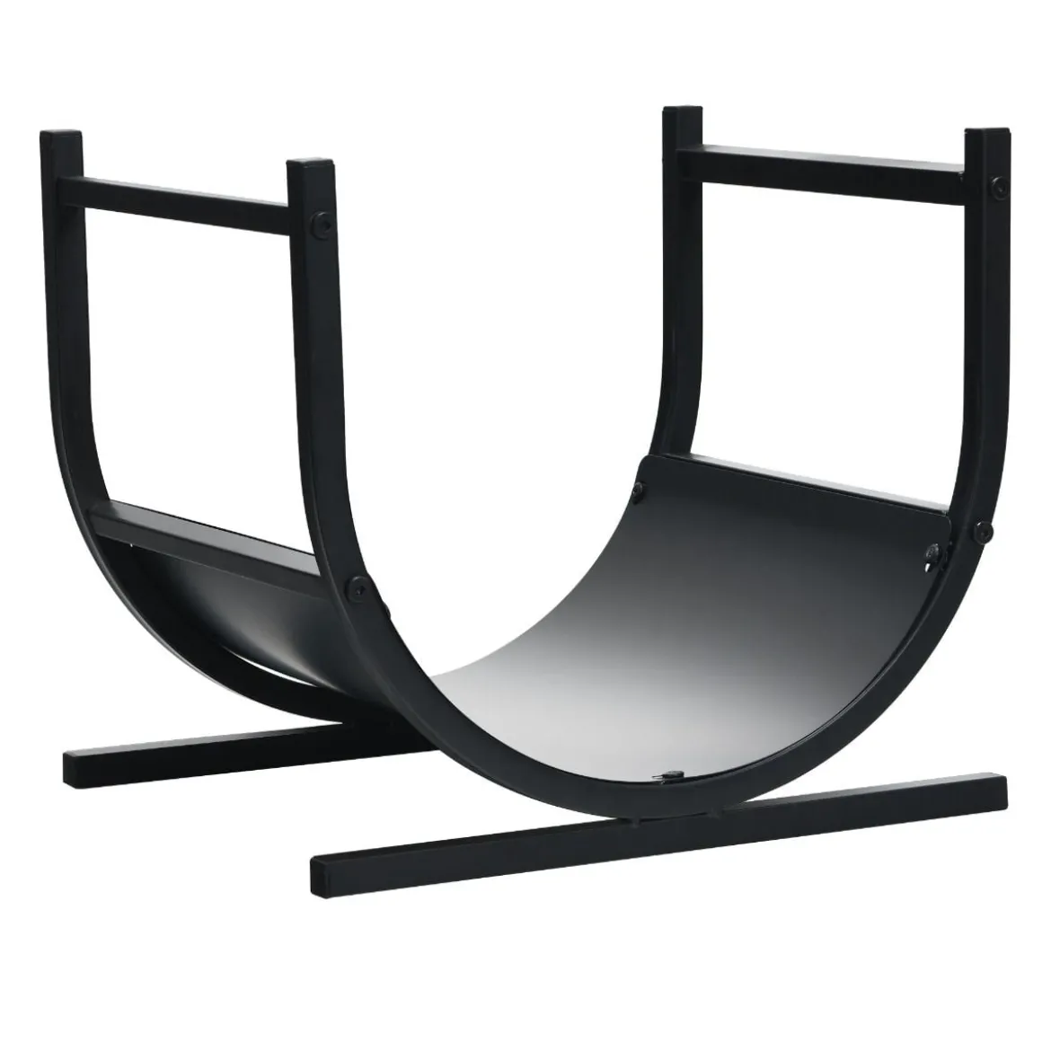 U-förmiges Metall-Kaminholzregal Holzstapelhalter mit stabilem Sockel43 x 37 x 39,5 cm Schwarz