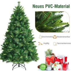 Unbeleuchteter 180 cm hoher künstlicher Weihnachtsbaum Tannenbaum mit Metallständer Grün