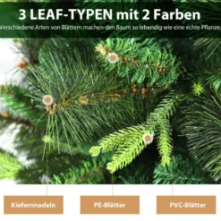 Unbeleuchteter 180 cm hoher künstlicher Weihnachtsbaum Tannenbaum mit Metallständer Grün