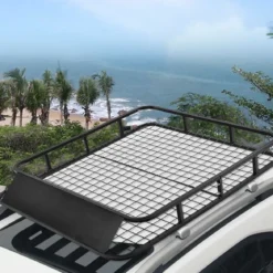 Universaler Dachgepäckträger Auto-Gepäckträger Dachkorb aus Stahl 122,5 x 102 x 15 cm Schwarz