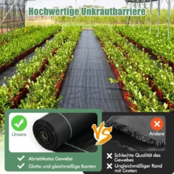 Unkrautvlies 50m² Gartenvlies gegen Unkraut Unkrautfolie PP Schwarz 50 x 1m-100 g/m²