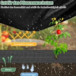 Unkrautvlies 50m² Gartenvlies gegen Unkraut Unkrautfolie PP Schwarz 50 x 1m-100 g/m²