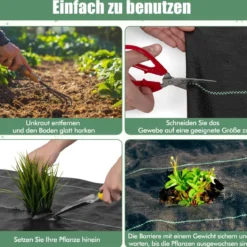 Unkrautvlies 50m² Gartenvlies gegen Unkraut Unkrautfolie PP Schwarz 50 x 1m-60 g/m²