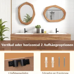 Unregelmäßig Gerahmter Dekorationsspiegel Wasserdichter Wandspiegel 89,5 x 66 cm