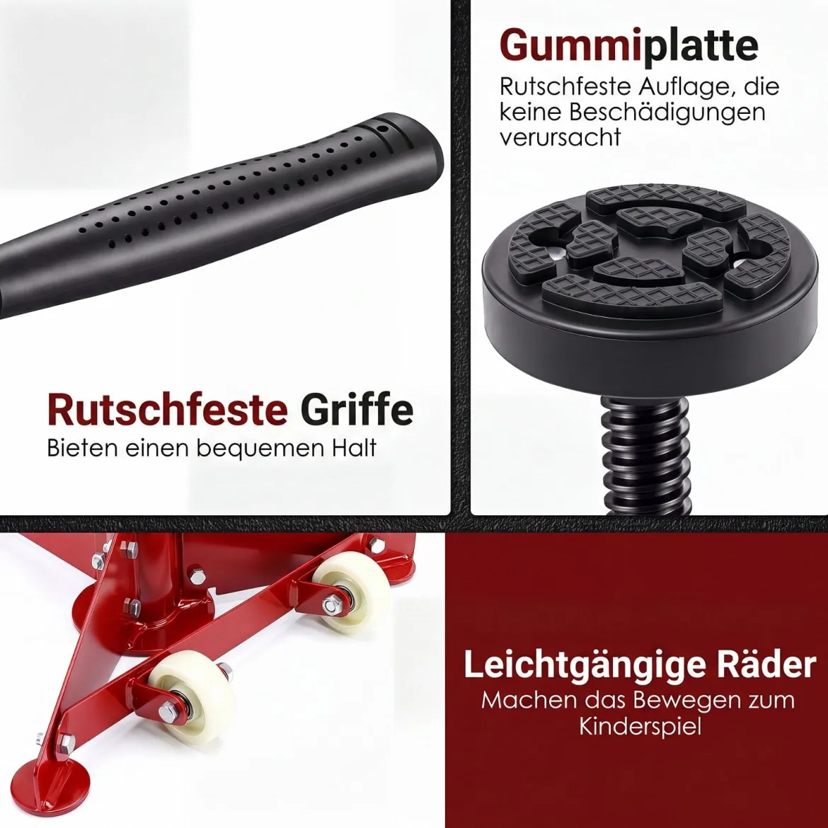 Unterhebe-Stützständer 750 kg Wagenheberständer Höhenverstellbar 97,5-191,5 cm Rot