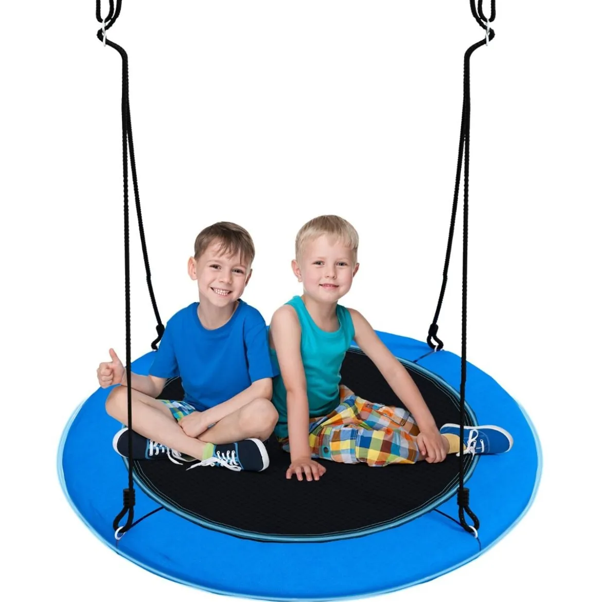 Untertassenschaukel mit 100 cm Durchmesser bis 300kg belastbar LED-Schaukel für Kinder & Erwachsene Blau