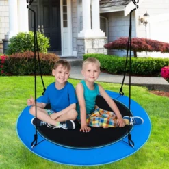 Untertassenschaukel mit 100 cm Durchmesser bis 300kg belastbar LED-Schaukel für Kinder & Erwachsene Blau