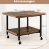 Untertisch-Druckerablage mit Transportrollen 2-stöckige Druckerablage 49 x 40 x 37 cm Braun