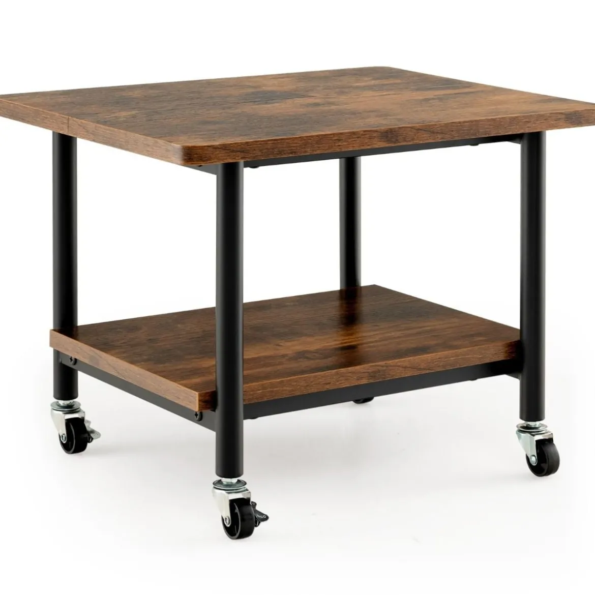 Untertisch-Druckerablage mit Transportrollen 2-stöckige Druckerablage 49 x 40 x 37 cm Braun