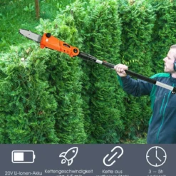 20 V Akku-Stangensäge Elektro-Kettensäge mit Akku und Ladegerät