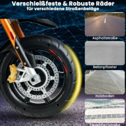 12V Aprilia Kinder Motorrad mit Stützrädern & Musik & Hupe & LED Scheinwerfer Grau