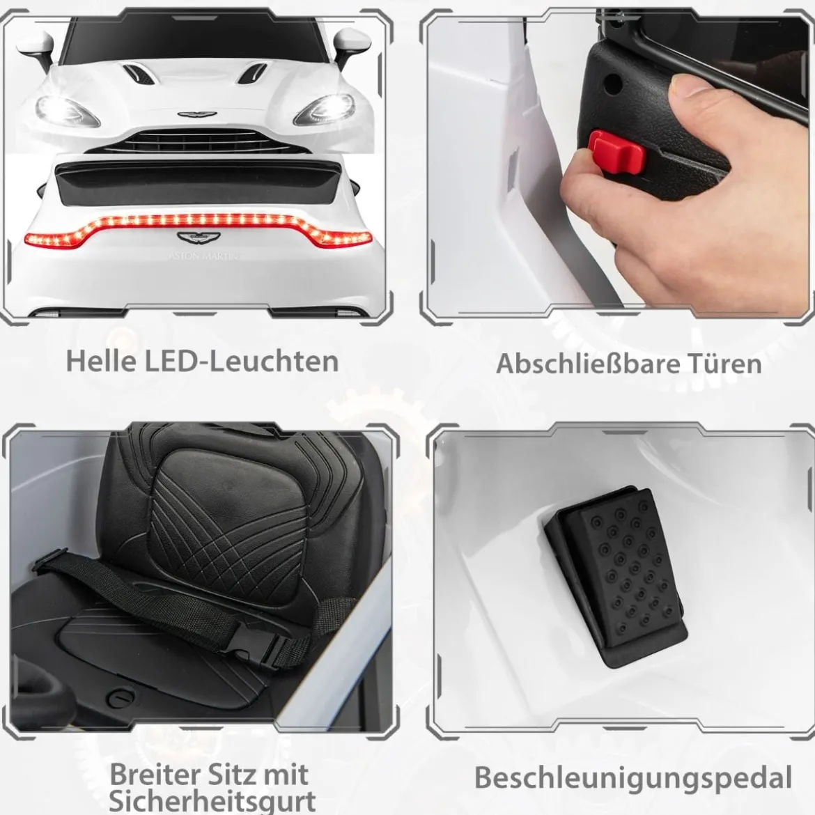 12V Aston Martin DBX Kinderauto mit 2,4G-Fernbedienung 1,4-2,5 km/h Weiß