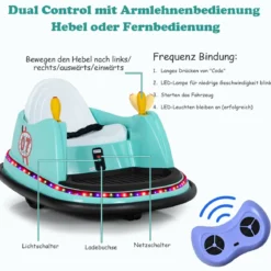 6V Aufsitz Autoscooter mit Bunten Lichtern & Fernbedienung & 360 Grad Rotation Bumper Car