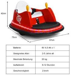 6V Aufsitz Autoscooter mit Bunten Lichtern & Fernbedienung & 360 Grad Rotation Bumper Car