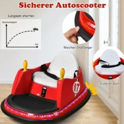 6V Aufsitz Autoscooter mit Bunten Lichtern & Fernbedienung & 360 Grad Rotation Bumper Car