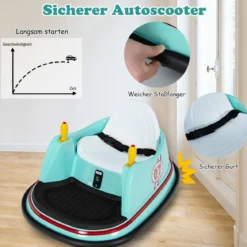 6V Aufsitz Autoscooter mit Bunten Lichtern & Fernbedienung & 360 Grad Rotation Bumper Car