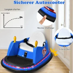 6V Aufsitz Autoscooter mit Bunten Lichtern & Fernbedienung & 360 Grad Rotation Bumper Car