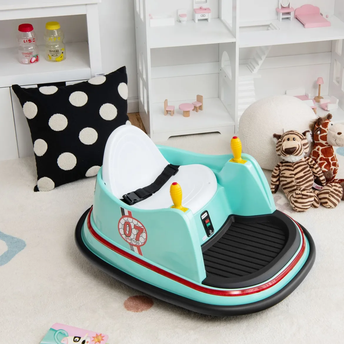6V Aufsitz Autoscooter mit Bunten Lichtern & Fernbedienung & 360 Grad Rotation Bumper Car