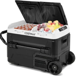 12V-Autokühlschrank mit 2 Kühlzonen 40L Tragbarer Gefrierschrank mit Kompressor (-20℃~20℃)