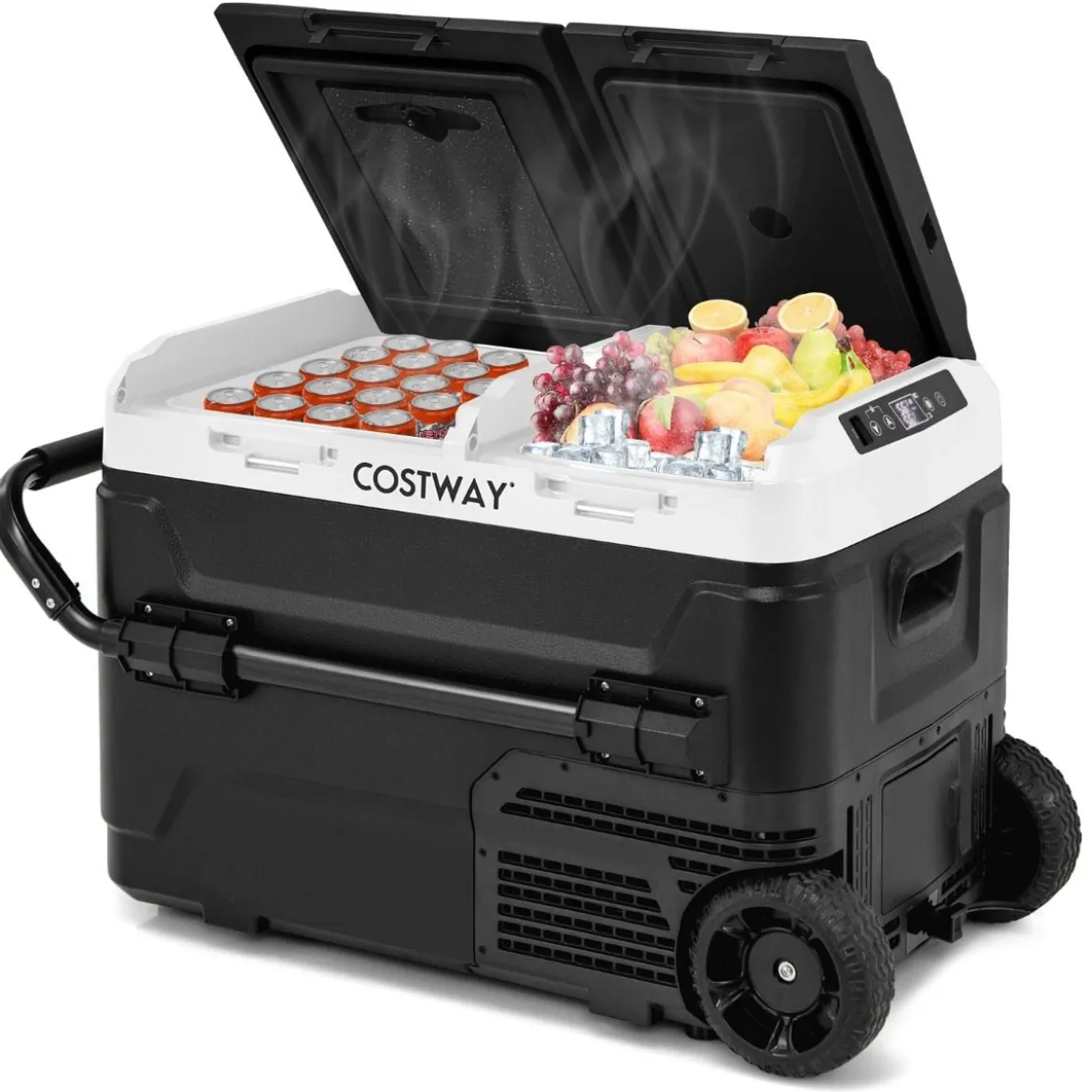 12V-Autokühlschrank mit 2 Kühlzonen 40L Tragbarer Gefrierschrank mit Kompressor (-20℃~20℃)