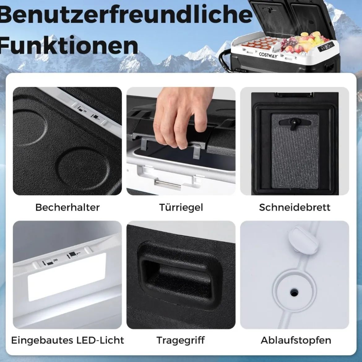 12V-Autokühlschrank mit 2 Kühlzonen 40L Tragbarer Gefrierschrank mit Kompressor (-20℃~20℃)