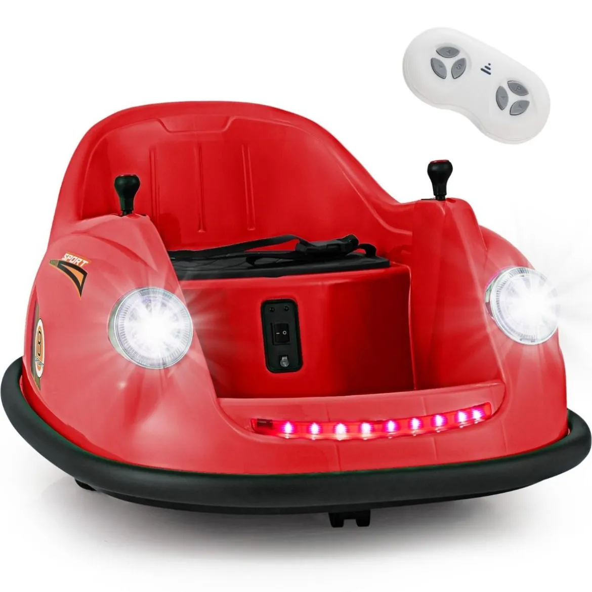 12V Autoscooter Kinder Elektro Bumper Car mit Fernsteuerung & LED-Lichtern & Musik Blau/Rosa/Rot