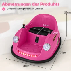 12V Autoscooter Kinder Elektro Bumper Car mit Fernsteuerung & LED-Lichtern & Musik Blau/Rosa/Rot