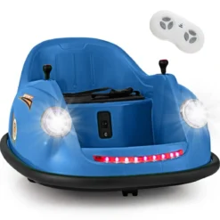 12V Autoscooter Kinder Elektro Bumper Car mit Fernsteuerung & LED-Lichtern & Musik Blau/Rosa/Rot