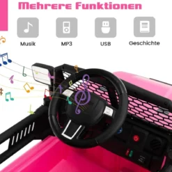 12V Batteriebetriebenes Kinderfahrzeug Elektrisches Kinderfahrzeug mit Fernbedienung Rosa