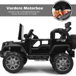 12V Elektroauto Batteriebetriebenes Elektrofahrzeug mit 2Sitzen 123 x 80 x 80 cm Schwarz