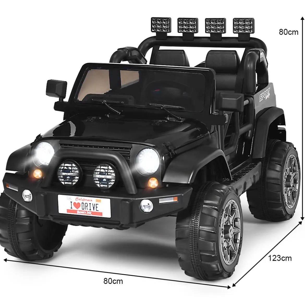 12V Elektroauto Batteriebetriebenes Elektrofahrzeug mit 2Sitzen 123 x 80 x 80 cm Schwarz