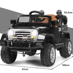 12V Elektrofahrzeug Kinderauto mit Fernbedienung für Kinder 109 x 61 x 63,5 cm Schwarz