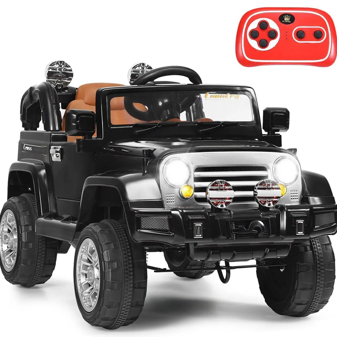 12V Elektrofahrzeug Kinderauto mit Fernbedienung für Kinder 109 x 61 x 63,5 cm Schwarz