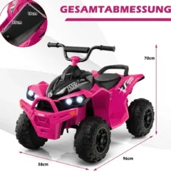 12V Elektro Kinderquad mit 3-5 KM/H Geschwindigkeit 4 Rutschfesten Rollen Hupe & LED-Leuchten Elektroquad