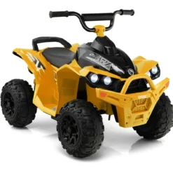 12V Elektro Kinderquad mit 3-5 KM/H Geschwindigkeit 4 Rutschfesten Rollen Hupe & LED-Leuchten Elektroquad