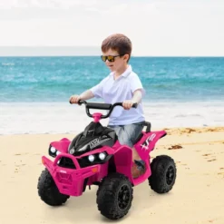 12V Elektro Kinderquad mit 3-5 KM/H Geschwindigkeit 4 Rutschfesten Rollen Hupe & LED-Leuchten Elektroquad