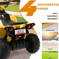 12V Elektro Kinderquad mit 3-5 KM/H Geschwindigkeit 4 Rutschfesten Rollen Hupe & LED-Leuchten Elektroquad
