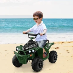 12V Elektro Kinderquad mit 3-5 KM/H Geschwindigkeit 4 Rutschfesten Rollen Hupe & LED-Leuchten Elektroquad