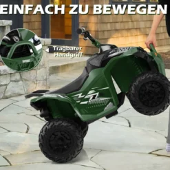 12V Elektro Kinderquad mit 3-5 KM/H Geschwindigkeit 4 Rutschfesten Rollen Hupe & LED-Leuchten Elektroquad