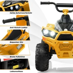 12V Elektro Kinderquad mit 3-5 KM/H Geschwindigkeit 4 Rutschfesten Rollen Hupe & LED-Leuchten Elektroquad