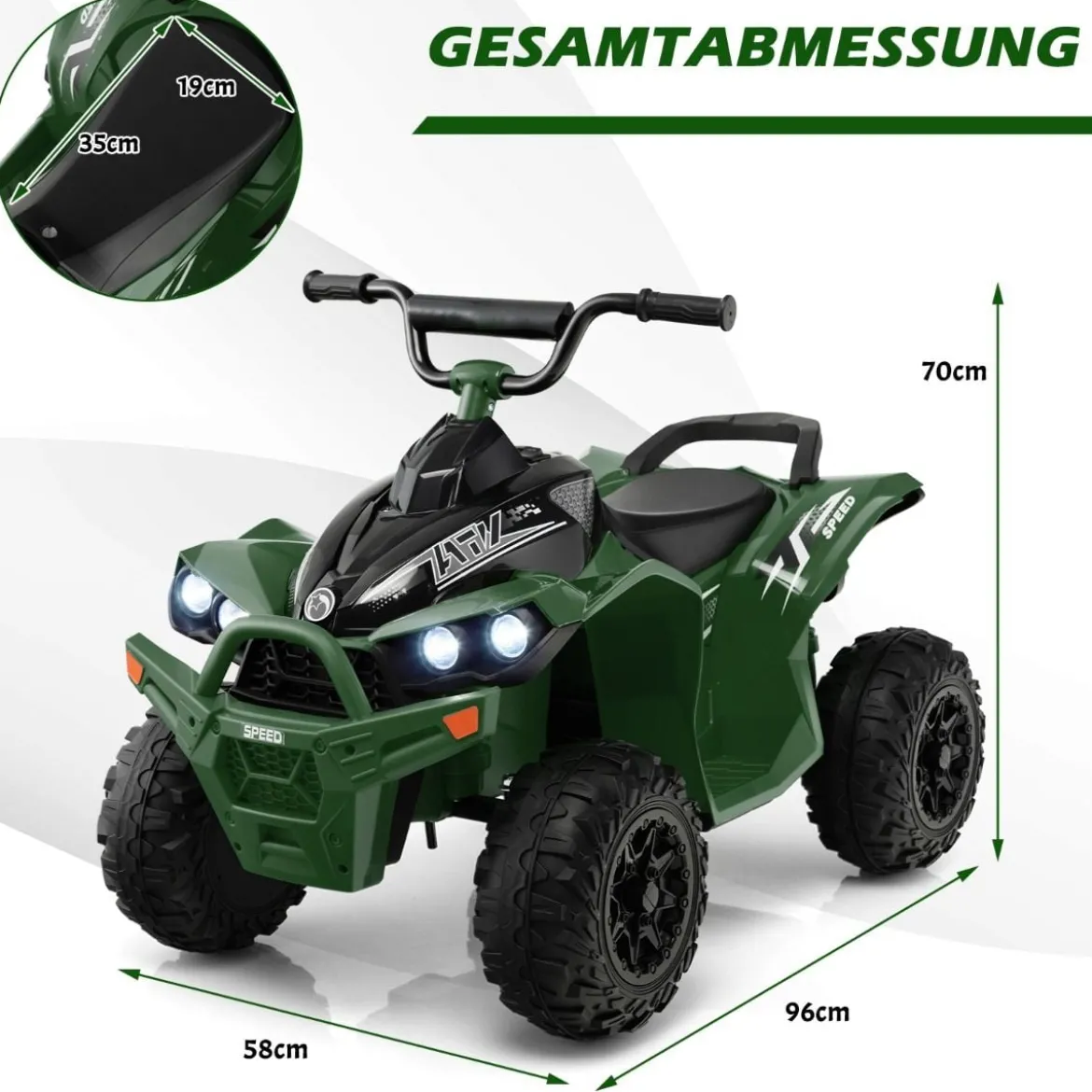 12V Elektro Kinderquad mit 3-5 KM/H Geschwindigkeit 4 Rutschfesten Rollen Hupe & LED-Leuchten Elektroquad