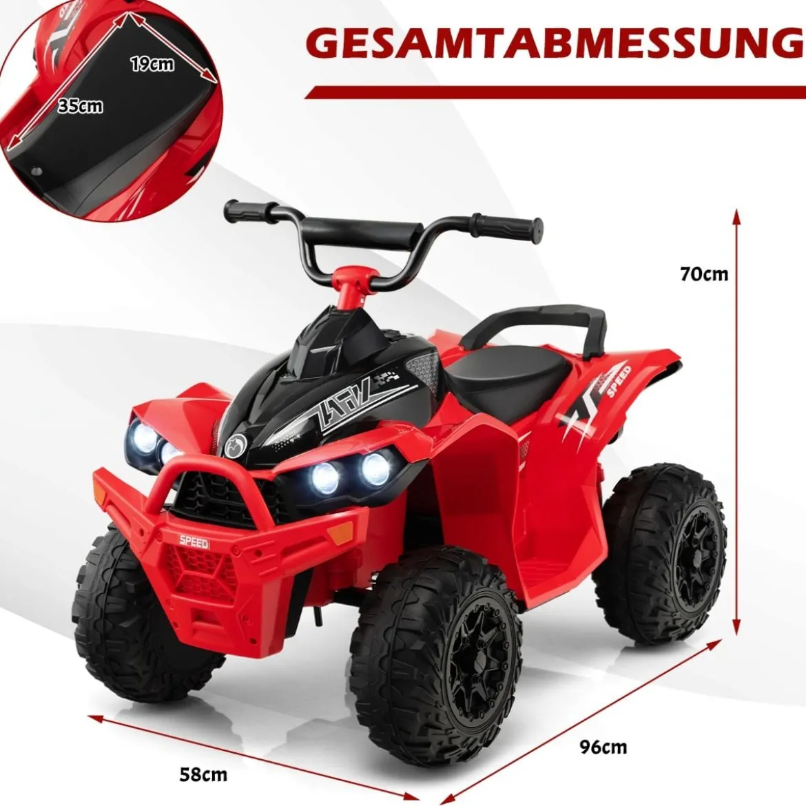 12V Elektro Kinderquad mit 3-5 KM/H Geschwindigkeit 4 Rutschfesten Rollen Hupe & LED-Leuchten Elektroquad