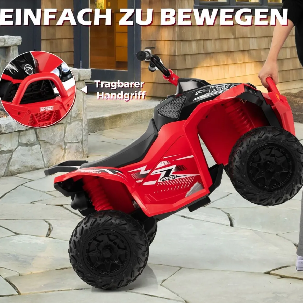 12V Elektro Kinderquad mit 3-5 KM/H Geschwindigkeit 4 Rutschfesten Rollen Hupe & LED-Leuchten Elektroquad
