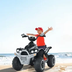 12V Elektro Kinderquad mit Musik Hupe und LED Scheinwerfer Elektroquad Schwarz