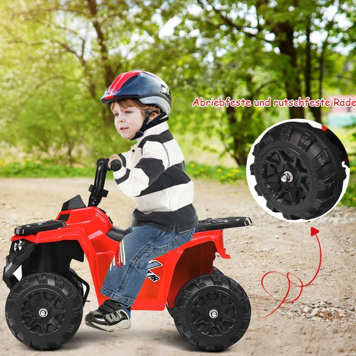 6V Elektro Kinderquad mit Musik, MP3, USB und AUX für Jungs und Mädchen 41 x 68,5 x 49,5 cm Rot