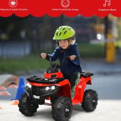 6V Elektro Kinderquad mit Musik, MP3, USB und AUX für Jungs und Mädchen 41 x 68,5 x 49,5 cm Rot