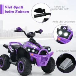 12V Elektro Kinderquad mit Musik Hupe und LED Scheinwerfer Elektroquad Lila