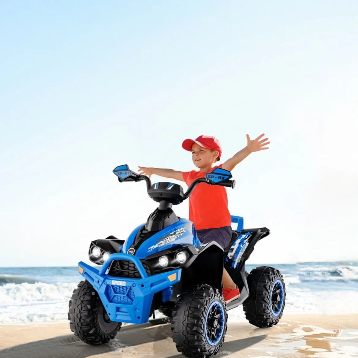 12V Elektro Kinderquad mit Musik Hupe und LED Scheinwerfer Elektroquad Blau